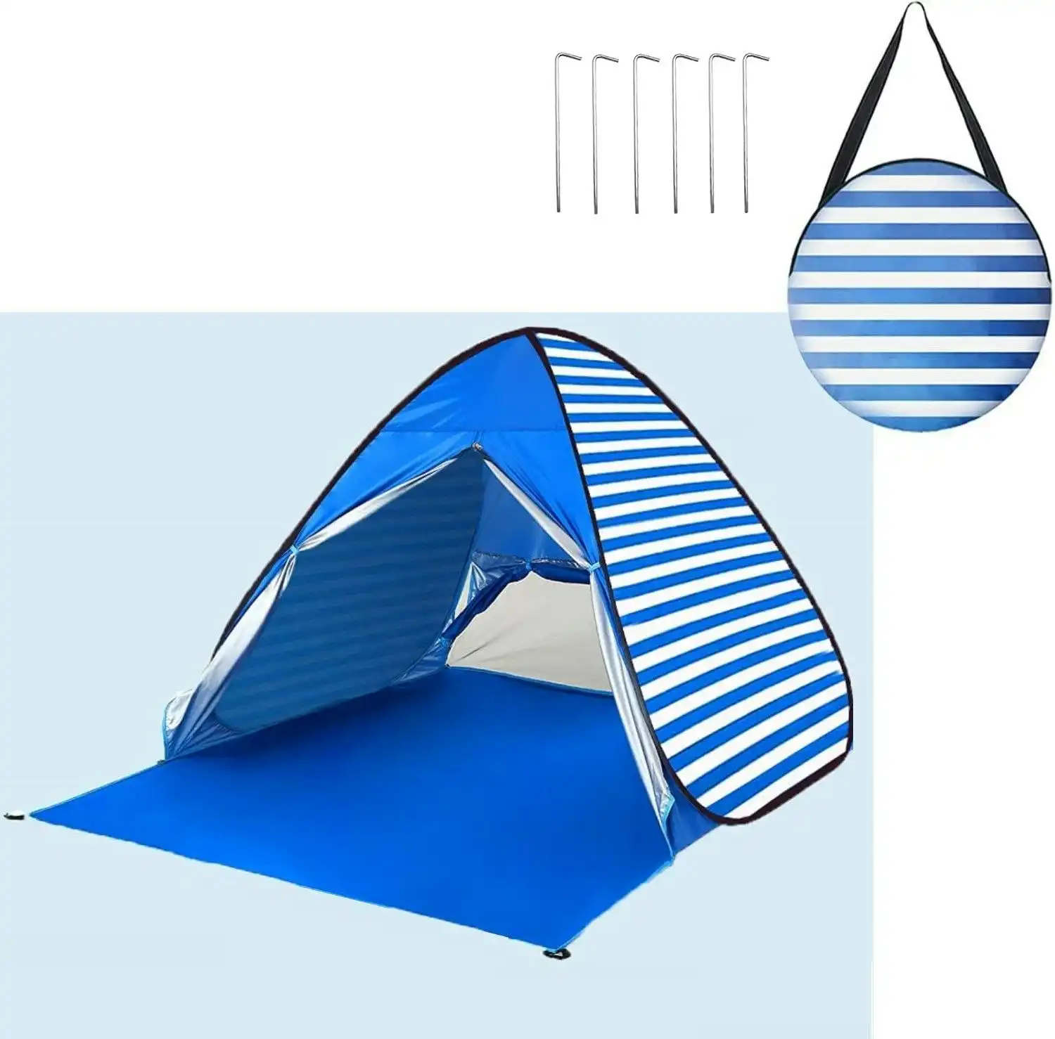 Easy Pop Up Beach Tent 2-3 Person Sun Shelter, Lightweight Family Beach Shade UPF 50+ Anti UV