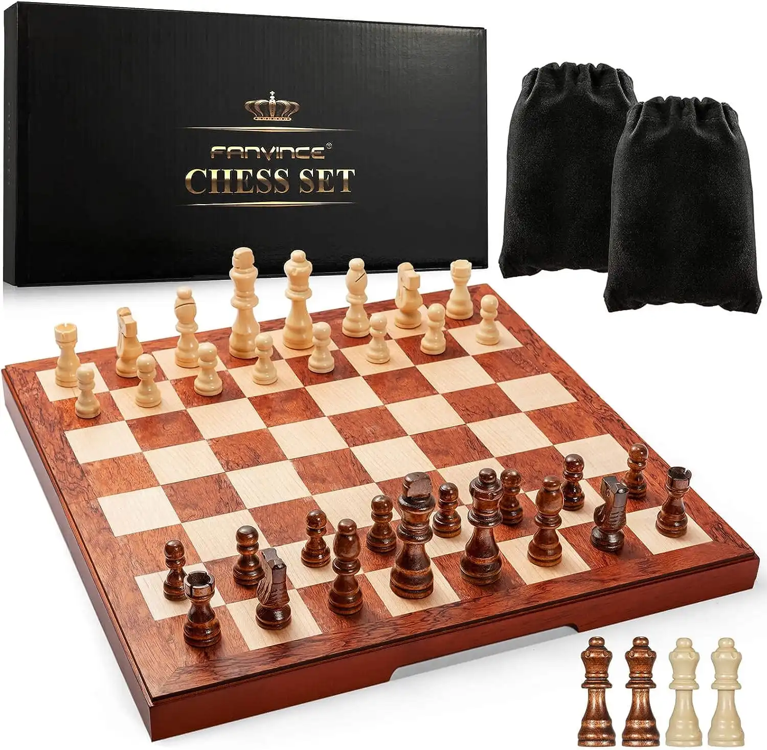 Chess Set Wooden Board Games Kids Adults