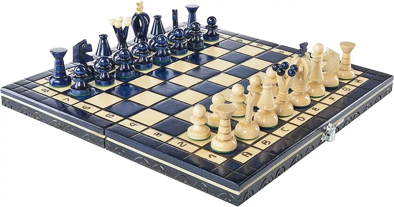 Beautiful Handcrafted Chess Set Gifts (32 cm) Blue