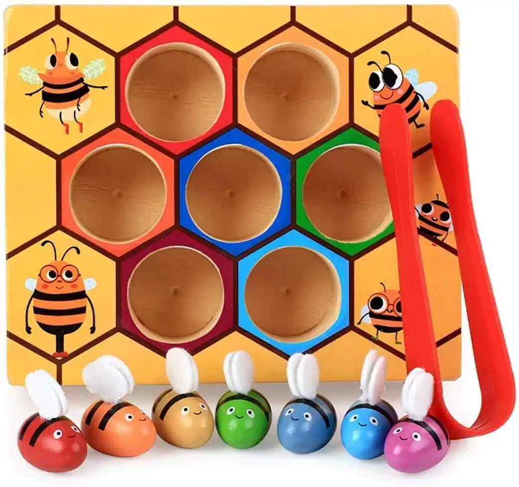 Wooden Bee Toddler Fine Motor Skill Toy - (Montessori Wooden Puzzle Early Learning Preschool Educational Kids)