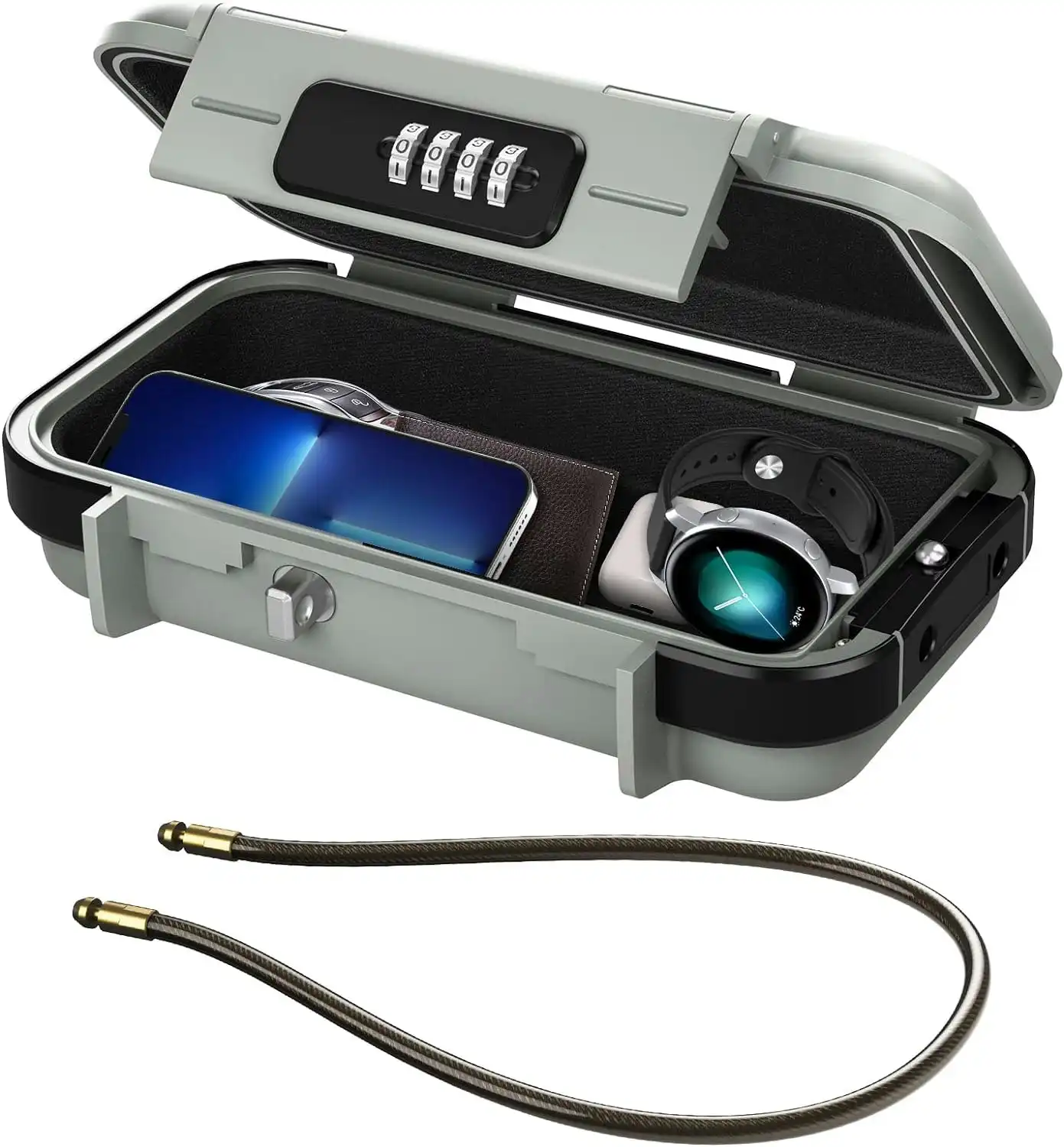 Secure Portable Lock Box: 4 Digit Combination Keys, Long Shackle, Travel Safe