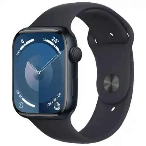 Apple Watch Series 9, MR9A3 GPS 45mm Midnight Aluminium Case with M/L Sport Band