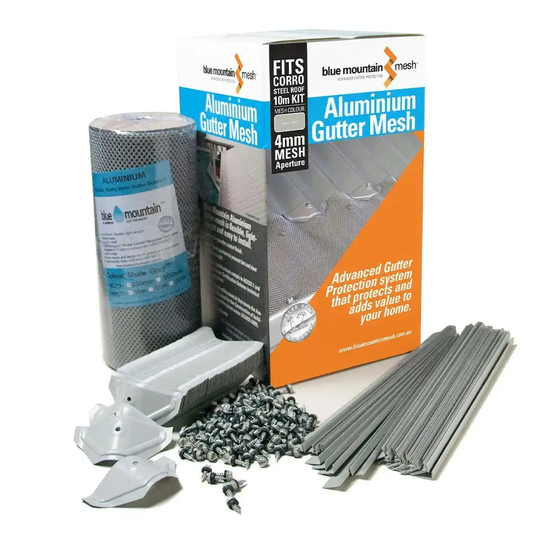 Aluminium Gutter Mesh Slate Grey CGI 10m Kit