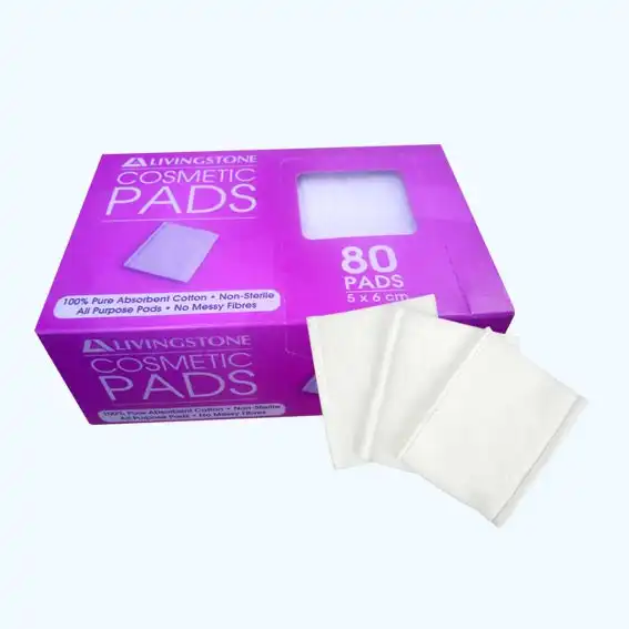 Livingstone Cosmetic Pad Square Cotton 80 Pack