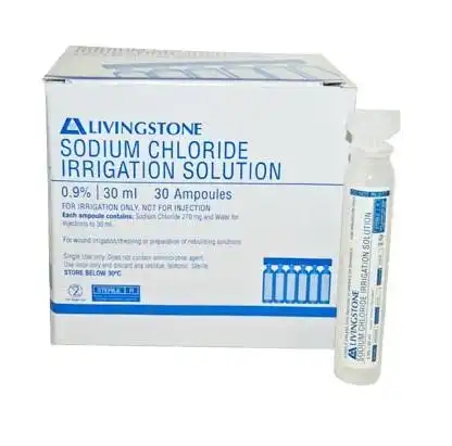 Livingstone Saline Eyewash and Wound Irrigation 0.9% Sodium Chloride Solution 30ml 30 Box