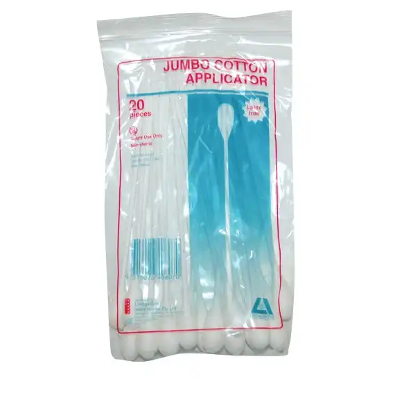 Livingstone Cotton Tip Applicator Jumbo Single Tipped Plastic Stem 18cm 20 Pack