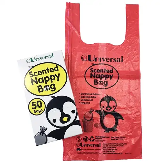 Universal Nappy Bags 34 x 16cm HDPE Orange 50 Pack