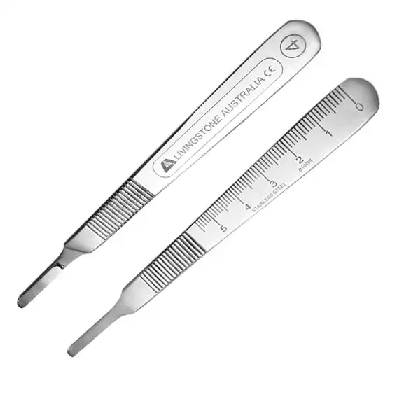 Scalpel Blade Handle Stainless Steel No. 4 Graduated Fits Swann Morton Livingstone Blades 18 to 36 Single Pack