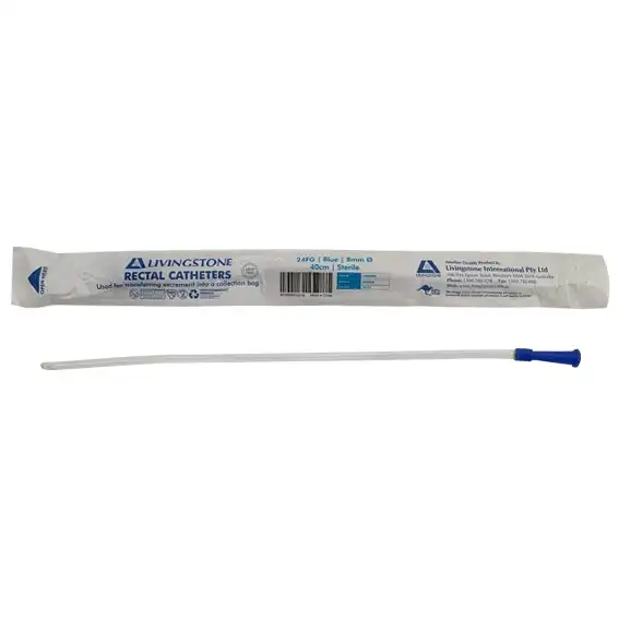 Pennine Livingstone Rectal Catheter Tube 24FG 8.0mm 40cm Blue Sterile (RC-1824)