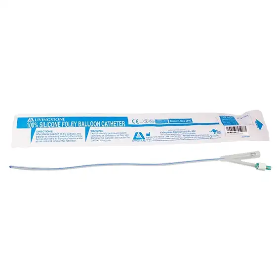 Livingstone All Silicone Foley Balloon Catheter 2-Way 12FG White 5-10ml Sterile