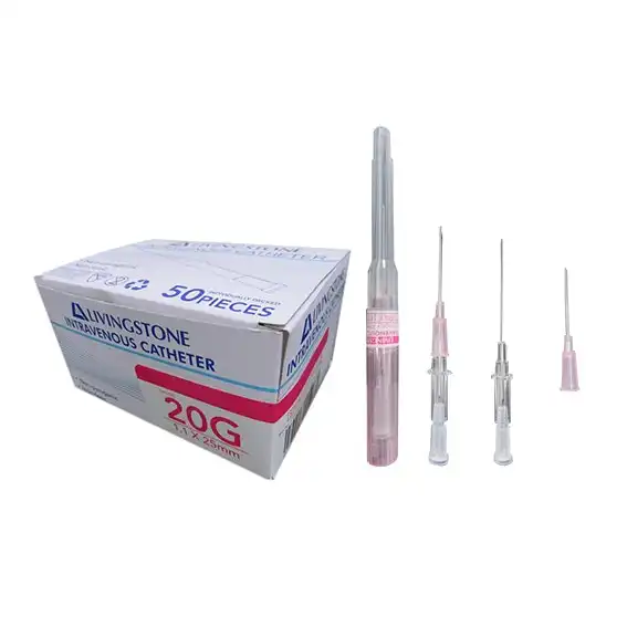 Livingstone Intravenous IV Catheter 20 Gauge x 1 inch 50 Box