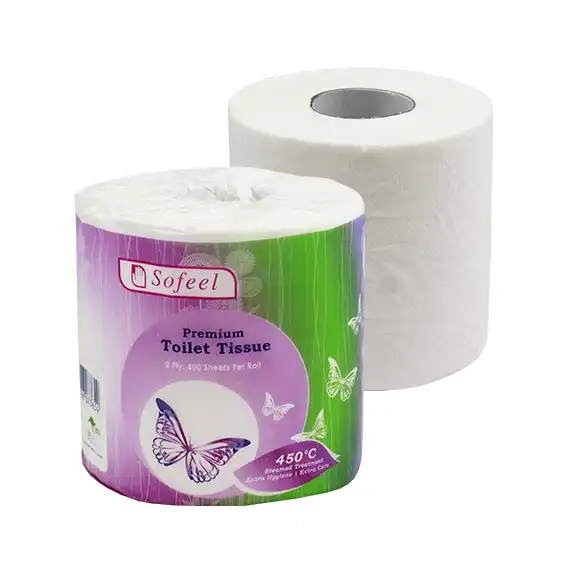 Sofeel 2-Ply Premium Toilet Tissues Steam Treated 11x10cm 400 Sheets 48 Carton