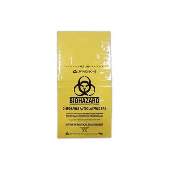Livingstone Polypropylene Yellow Biohazard Waste Bag 20L 50 Microns 30 x 60cm 500 Carton
