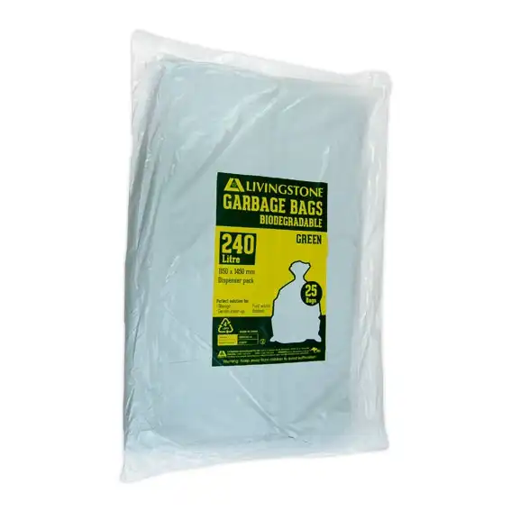 Livingstone Garbage Bag Bin Liner HDPE Star Seal Green 240L 115 x 145cm 20um 200 Carton