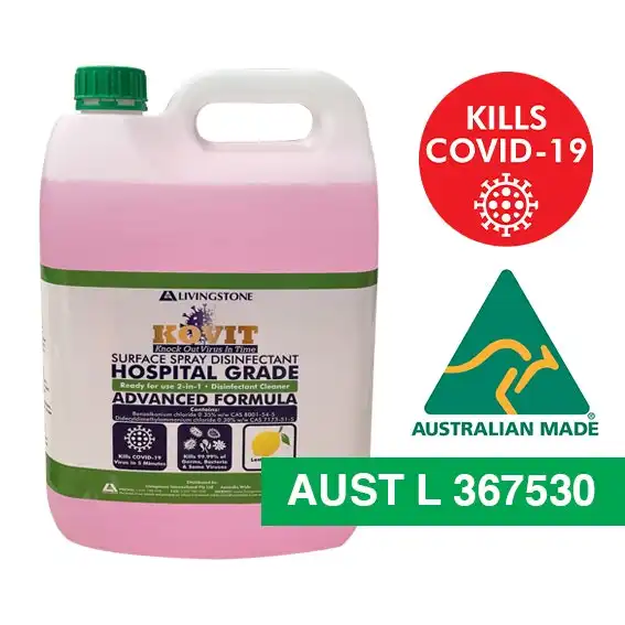 KOVIT Hospital Grade Disinfectant Cleanser Neutral pH 5L Lemon Scent Pink