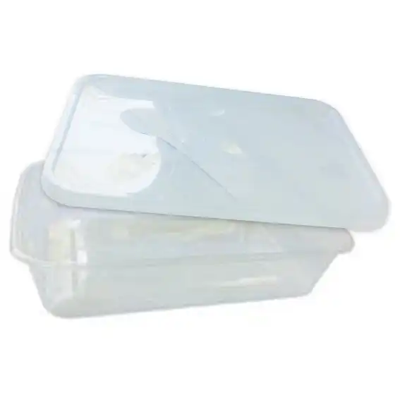Universal Take-Away Rectangular Container Base and Lid Set 500ml Clear Plastic,50 Pack x10