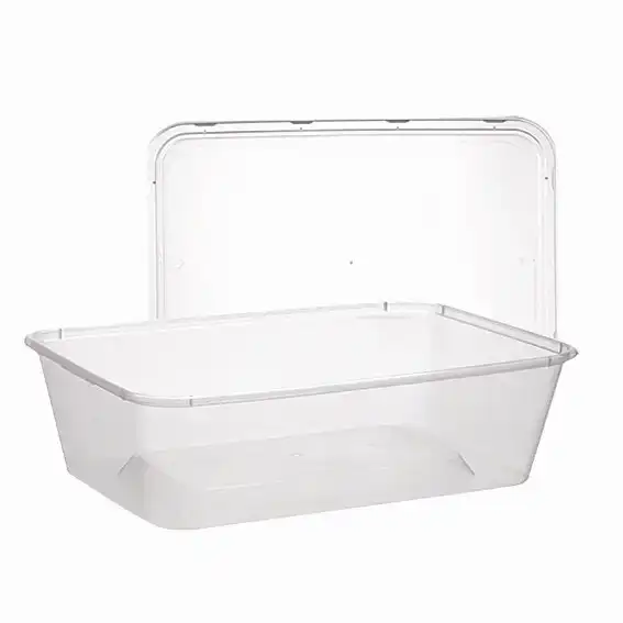 Livingstone Take-Away Rectangular Container Base and Lid Set 650ml Clear Plastic 500 Set Carton