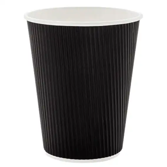 Livingstone Biodegradable Corrugated Paper Cup 237ml or 8oz Double Wall Black 25 Pack x20