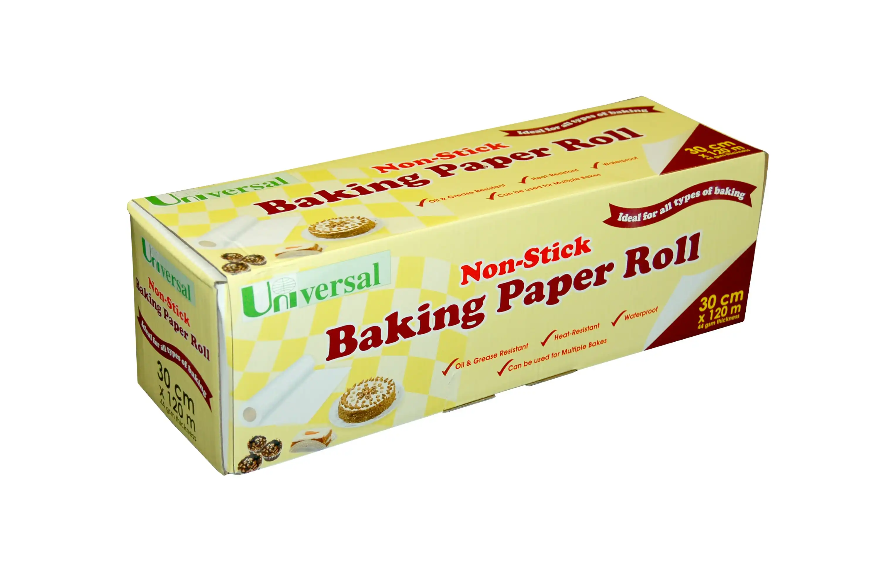 Universal Biodegradable Baking Paper with Metal Cutter 44GSM 30cm x 120m 4 Carton