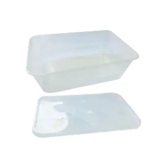 Universal Take-Away Rectangular Container Base and Lid Set Clear Plastic 750ml 50 Pack x10