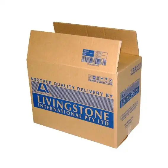 Livingstone Regular Slotted Box (RSC) with Livingstone Print, 435(L) x 290(W) x 344(D) mm, 440K-C Board Grade, Brown, Each