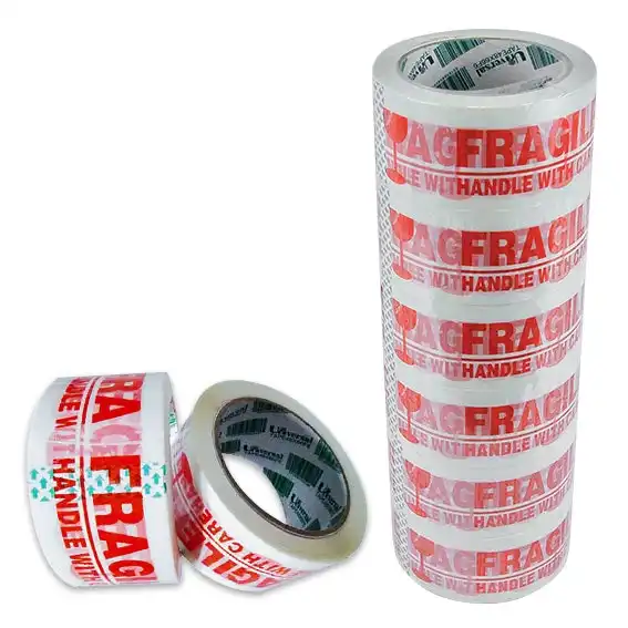 Universal Acrylic Packaging Tape "Fragile Handle with Care" Red on White 48mm x 66m 6 Pack