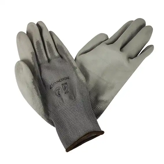 Livingstone Polyurethane PU Coated Synthetic Grip Gloves, Size 7, Nylon Grey Foam, replaces Prolite PU, Ninja, HyFlex, Polytril, Pair
