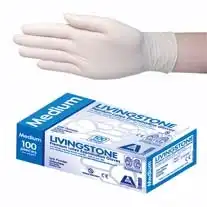 Livingstone Latex Low Powder Gloves Medium Cream AS/NZ Standard 100 Box x10