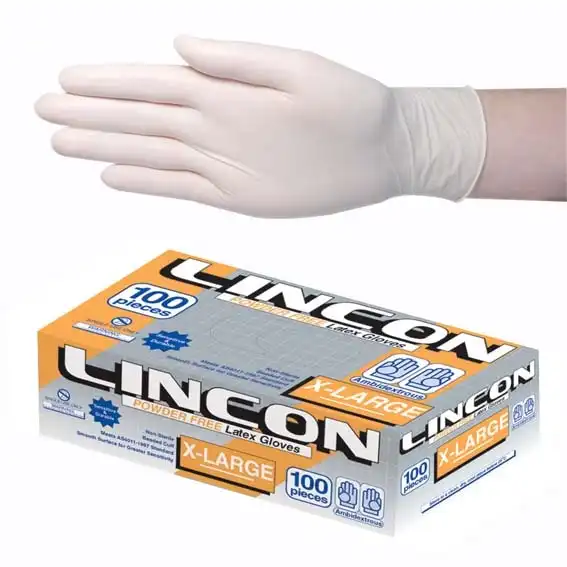 Lincon Latex Powder Free Gloves Extra Large Cream AS/NZ 90 Box