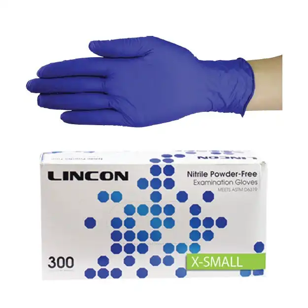 Lincon Nitrile Powder Free Gloves Extra Small Cobalt Blue 300 Box