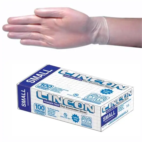 Lincon Vinyl Powder Free Gloves 4,5g Small Clear HACCP Grade 100 Box