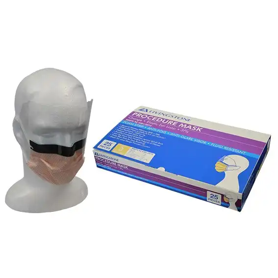Livingstone Face Mask with Visor Level 3 with Foam Strip Earloop Orange 25 Box