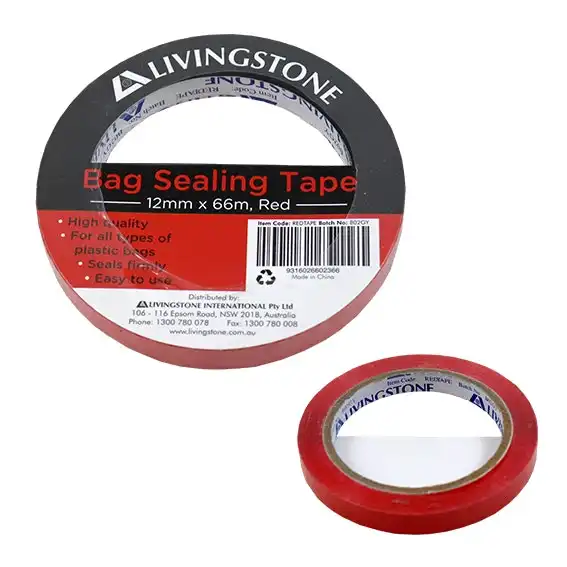 Livingstone Bag Sealing Tape 12mm x 66 m Red