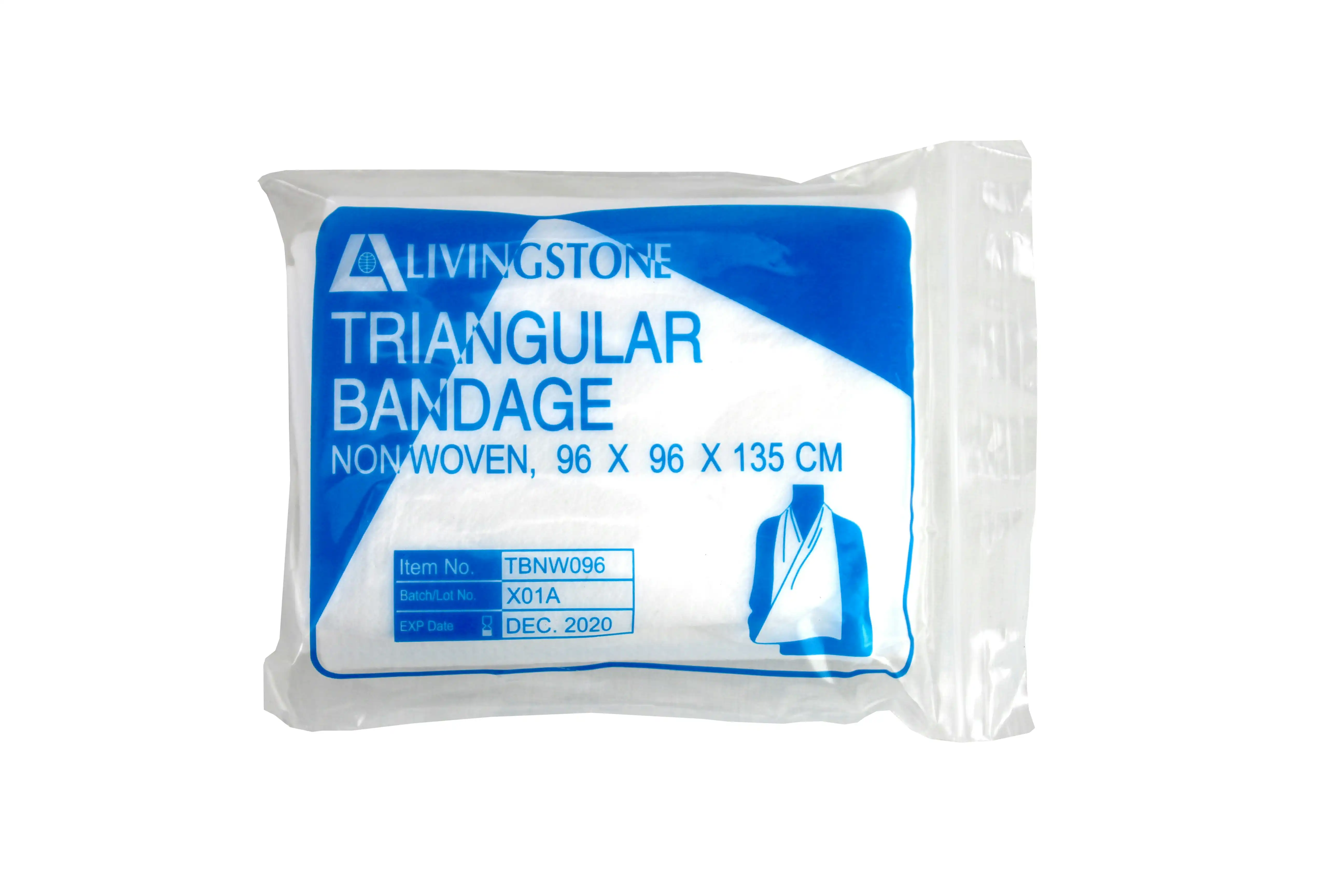Livingstone Triangular Bandage, Non-Woven, White, 96 x 96 x 135 cm, Each