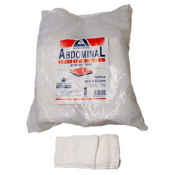 Abdominal Gauze Sponge 22.5 x 22.5cm Non-Sterile Without Tape 100 Bag