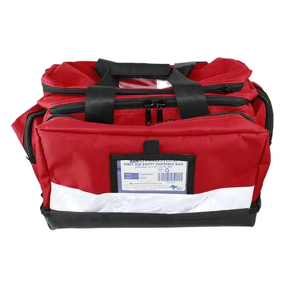 Livingstone First Aid Empty Multi Compartment Heavy Duty Carry Bag with Reflective Band High Risk 50 x 30 x 30cm Red