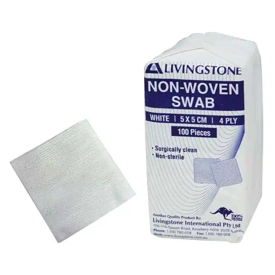 Livingstone Non-Woven Swabs White 4 Ply 5 x 5 cm 100 Pack
