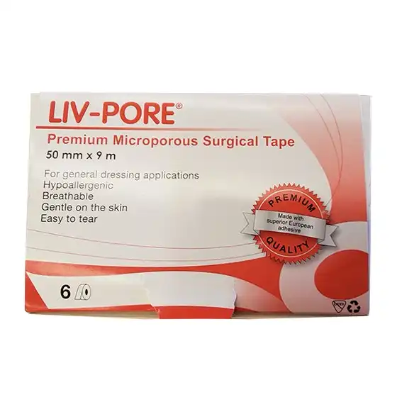 Liv-Pore Microporous Biodegradable Surgical Tape 50mm x 9m 6 Box