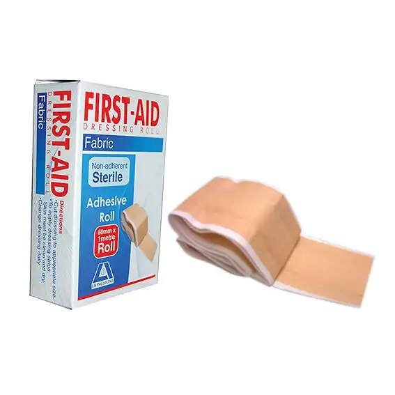 Livingstone Adhesive Fabric First Aid Roll with Pad Latex Free Sterile 6cm x 1m Cut to Desired Size 1 Pack