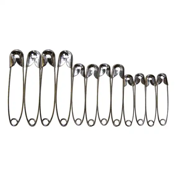 Livingstone Safety Pins 4 of Each Size No.1 - 27mm, No. 2 - 38mm and No. 3 - 51mm 12 Bag x100