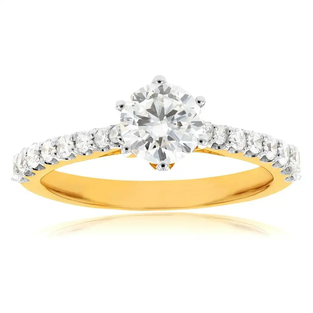 Luminesce Lab Grown 1 Carat Fancy Diamond Ring in 18ct Yellow Gold