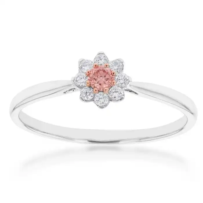 Luminesce Lab Grown Pink & White 1/4 Carat Diamond Ring set in a 9ct White Gold