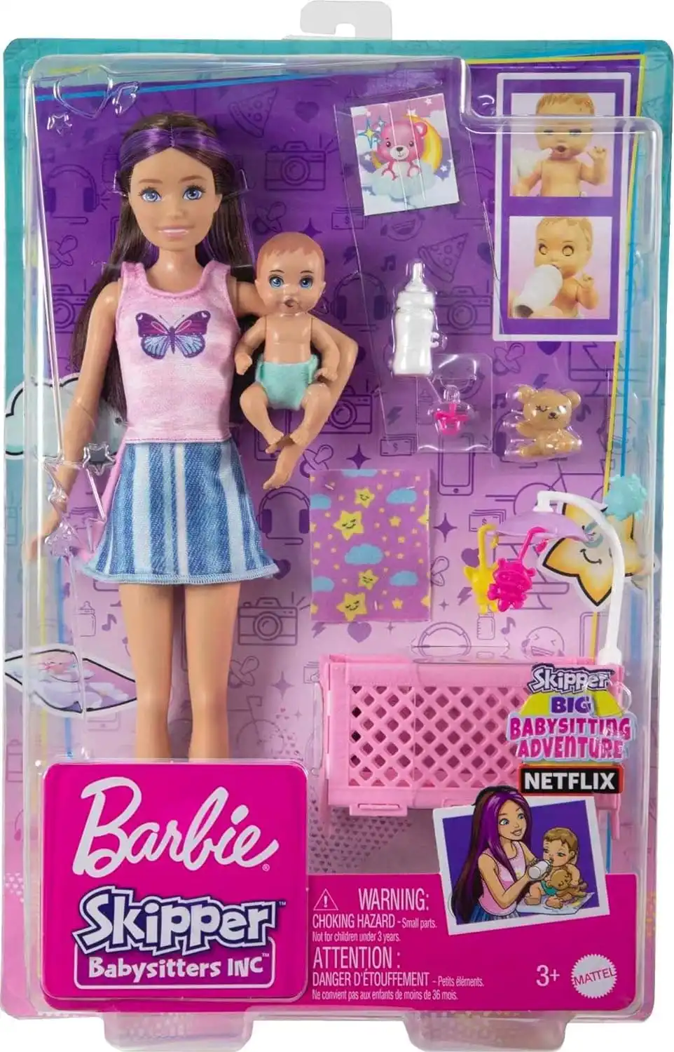 Barbie Doll and Crib Playset with Skipper Doll