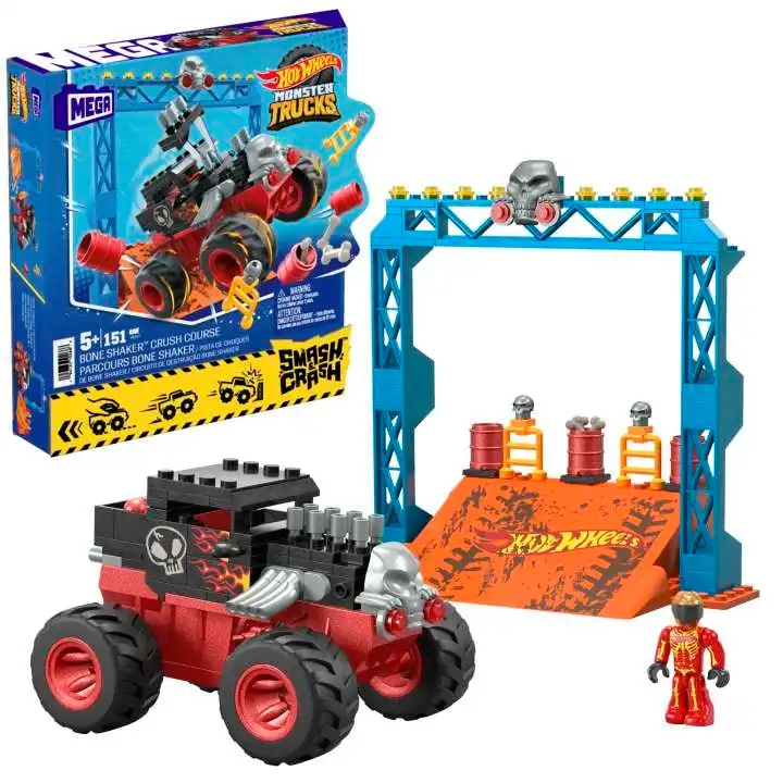 Megabloks Hot Wheels Bone Shaker Crush Course Monster Truck Building Toy