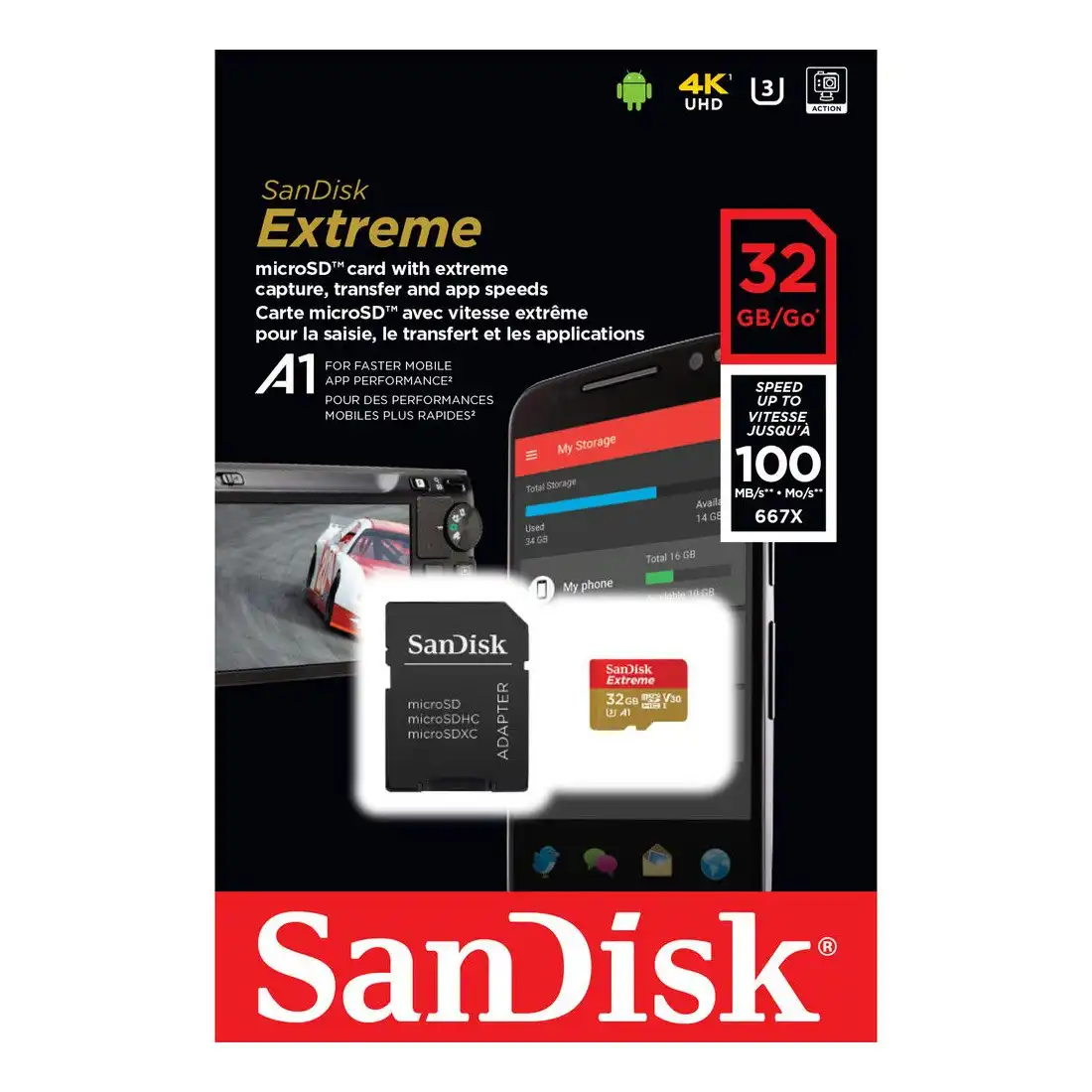 SanDisk 32GB Extreme UHS-I microSDHC Memory Card with SD Adapter