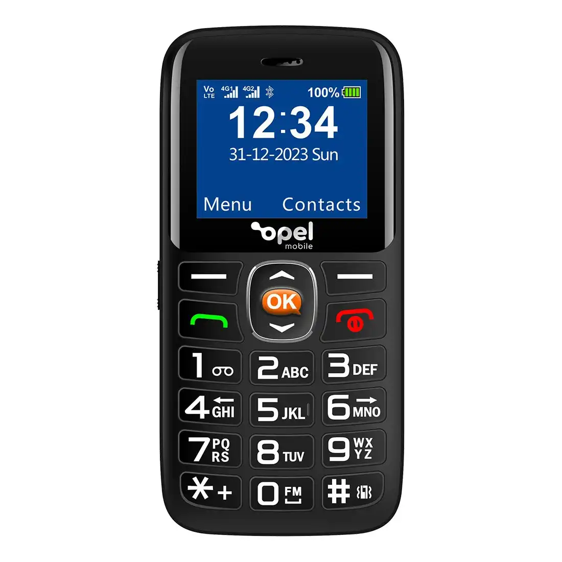 Opel Mobile Lite 4G Phone (Dual Sim, 64MB, SOS Button, OML4G21B) - Black