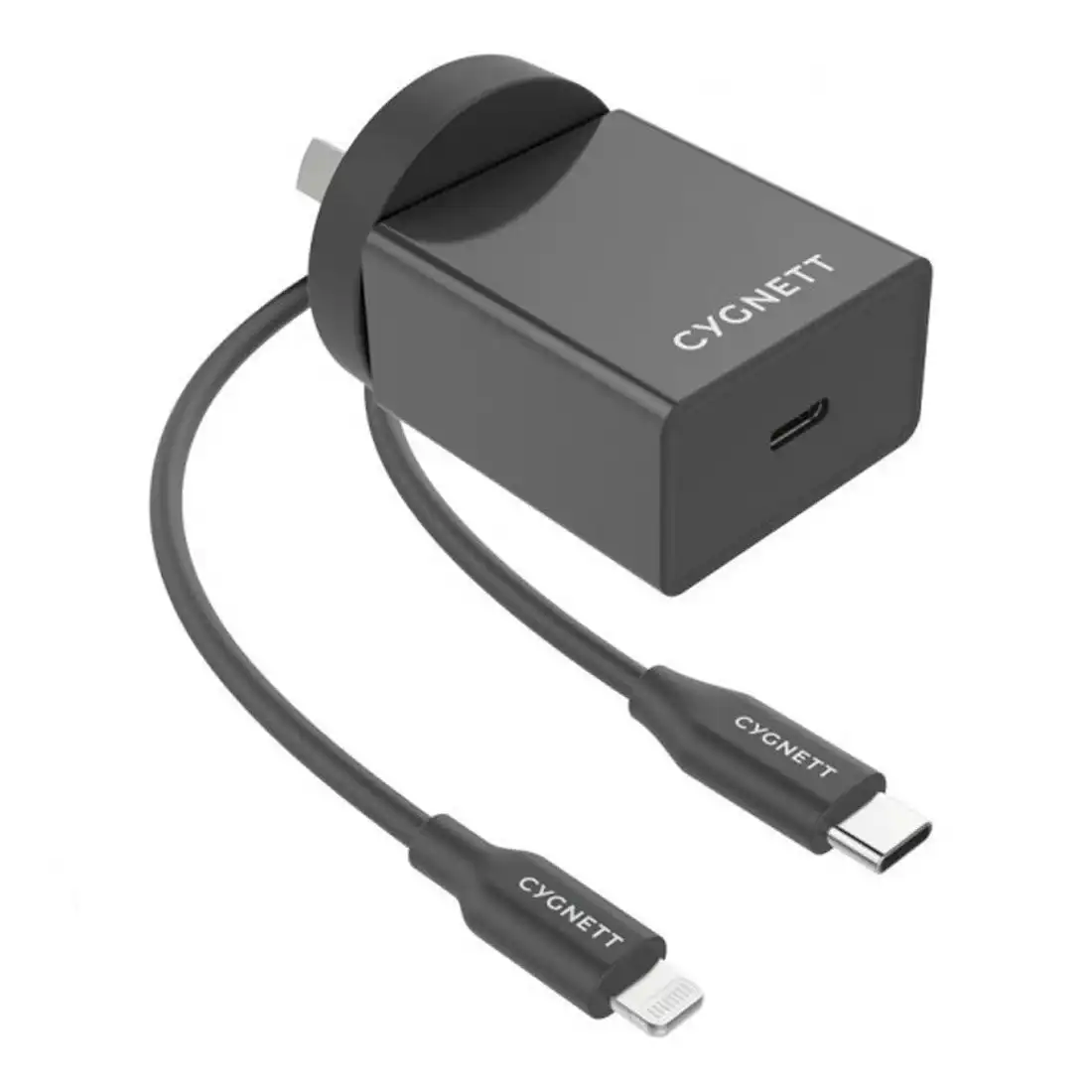 Cygnett PowerPlus 18W Wall Charger + Lightning to USB-C Cable - Black