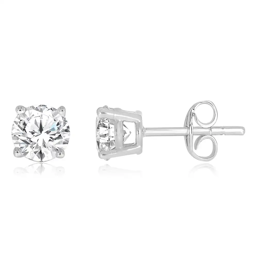 9ct White Gold 1 Carat Solitaire Diamond Stud Earrings