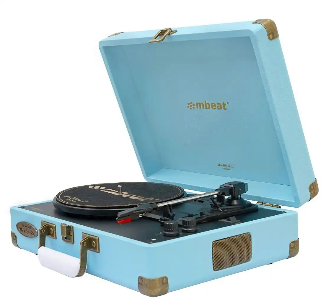 mBeat Woodstock 2 Retro Turntable Player - Sky Blue