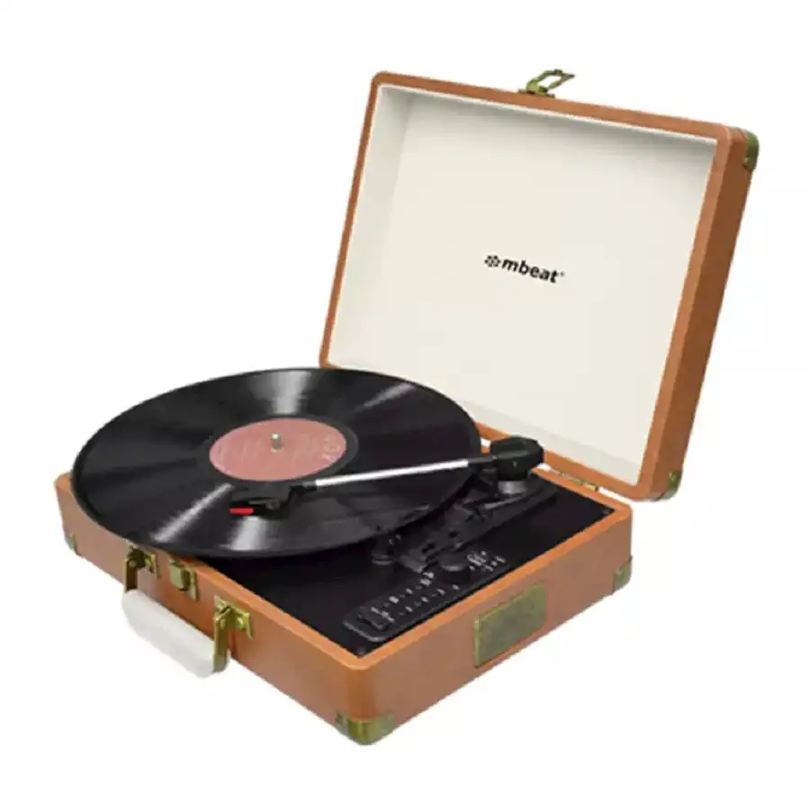 mBeat Woodstock Retro Turntable Recorder With Bluetooth - Brown